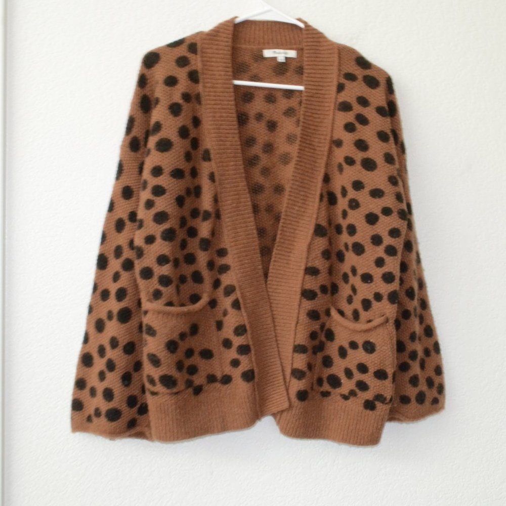 Madewell Leopard Dot Cardigan Sweater Small - Picture 2 of 9
